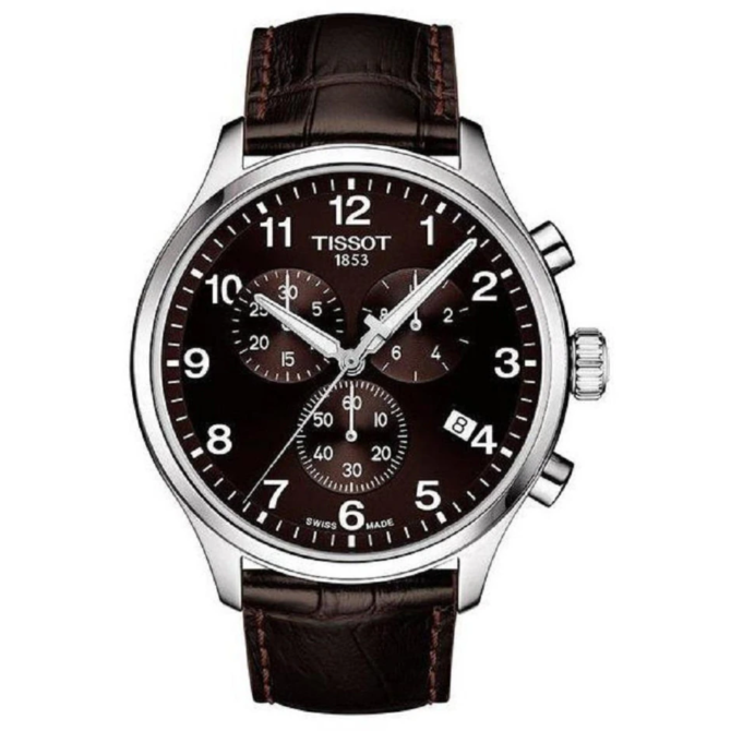 Tissot Mens QTZ Chrono XL Steel Leather Brown T1166171629700 45mm