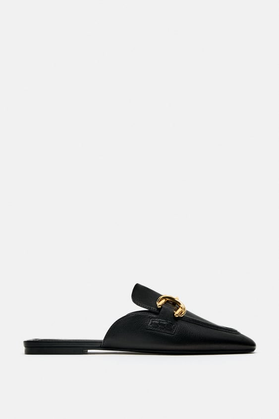 Zara Leather Mule Loafers With Buckle | Haute LK