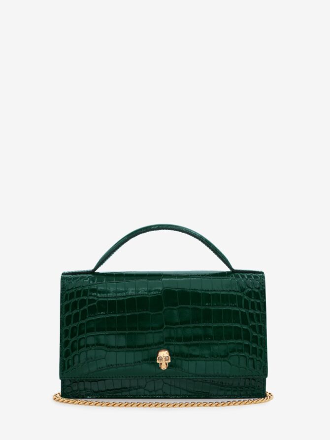 Alexander Mcqueen Women's Top Handle Skull Bag in Emerald