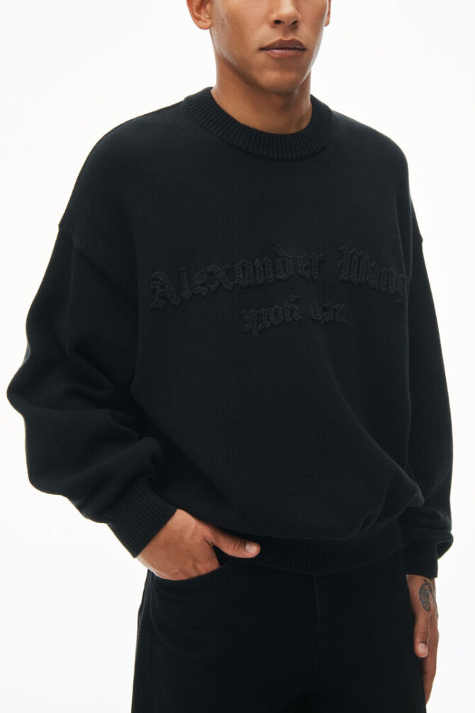 Alexander Wand pullover with hand crochet logo